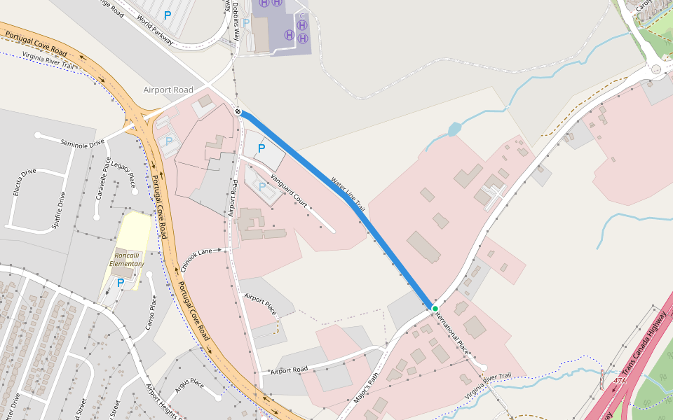 Water Line Trail walking route map in St. John's