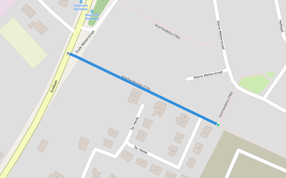 Voorheiderede (T79) walking route map in Wetteren
