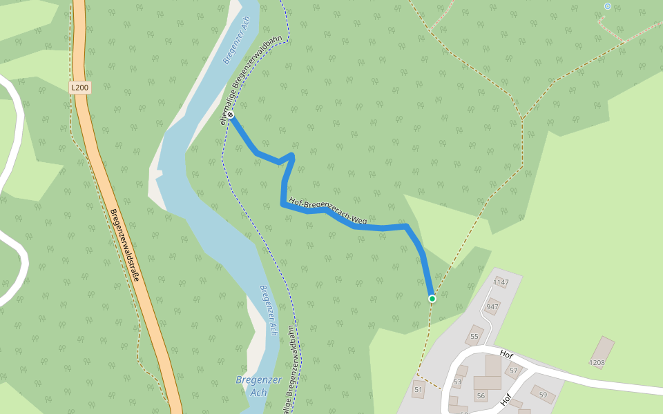Hof-Bregenzerach-Weg walking route map in Egg