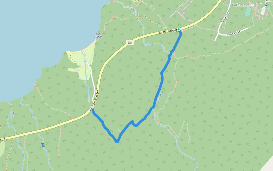 Atlavíkurstekkur-Jónsskógur walking route map in Hallormsstaður