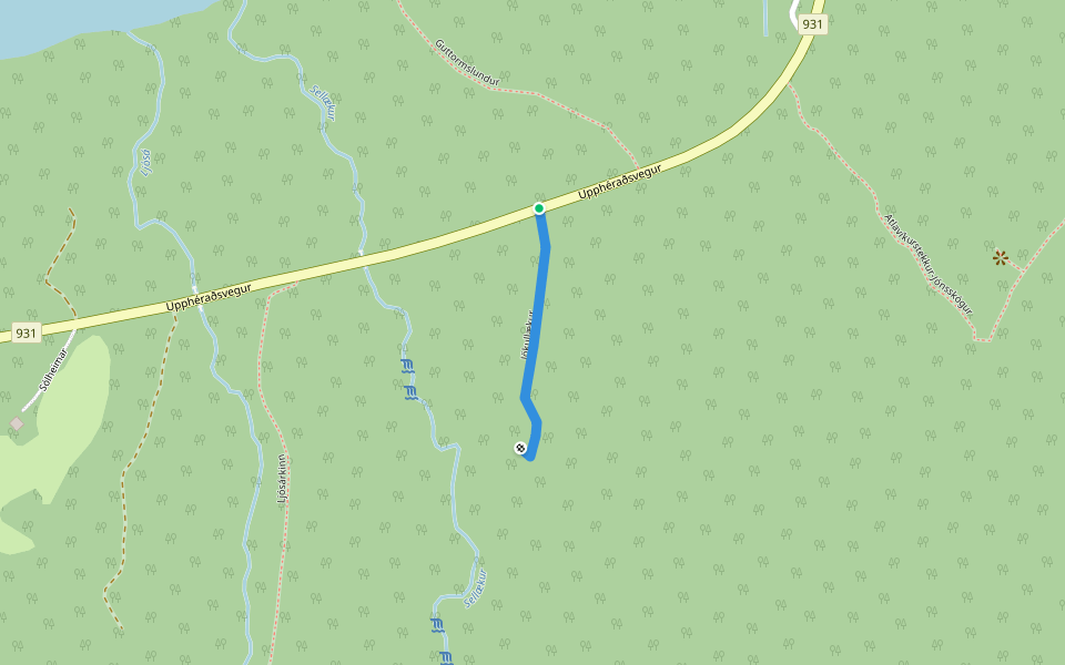 Jökullækur walking route map in Hallormsstaður