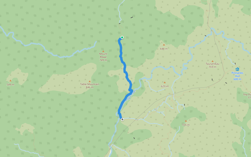 Moss Creek Track walking route map in Coroglen