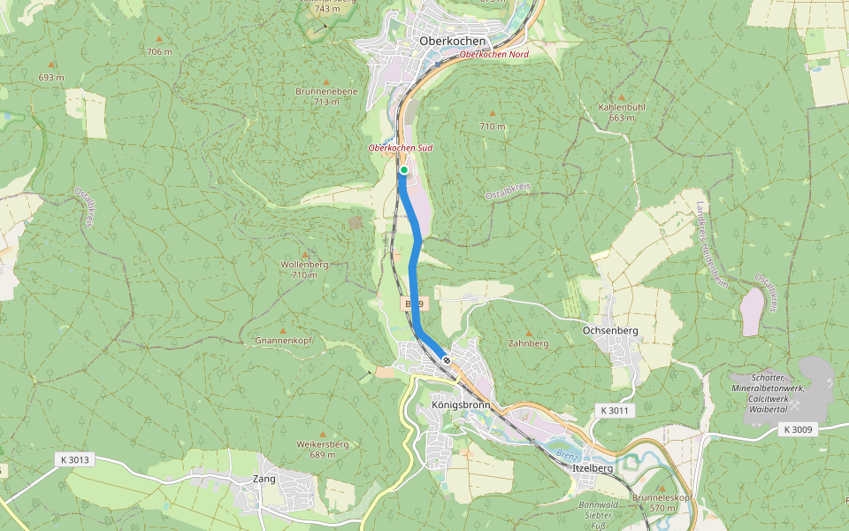 Baurenweg walking route map in Oberkochen