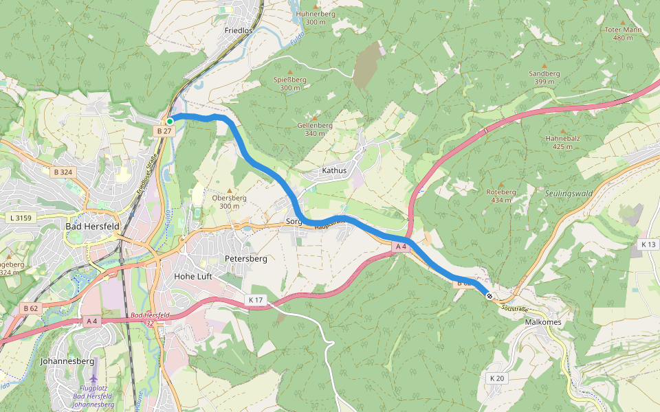 Solztalradweg walking route map in Bad Hersfeld