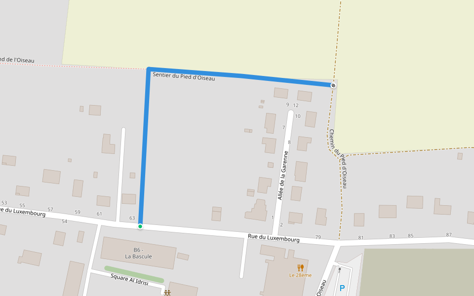 Sentier du Pied d'Oiseau walking route map in Joigny