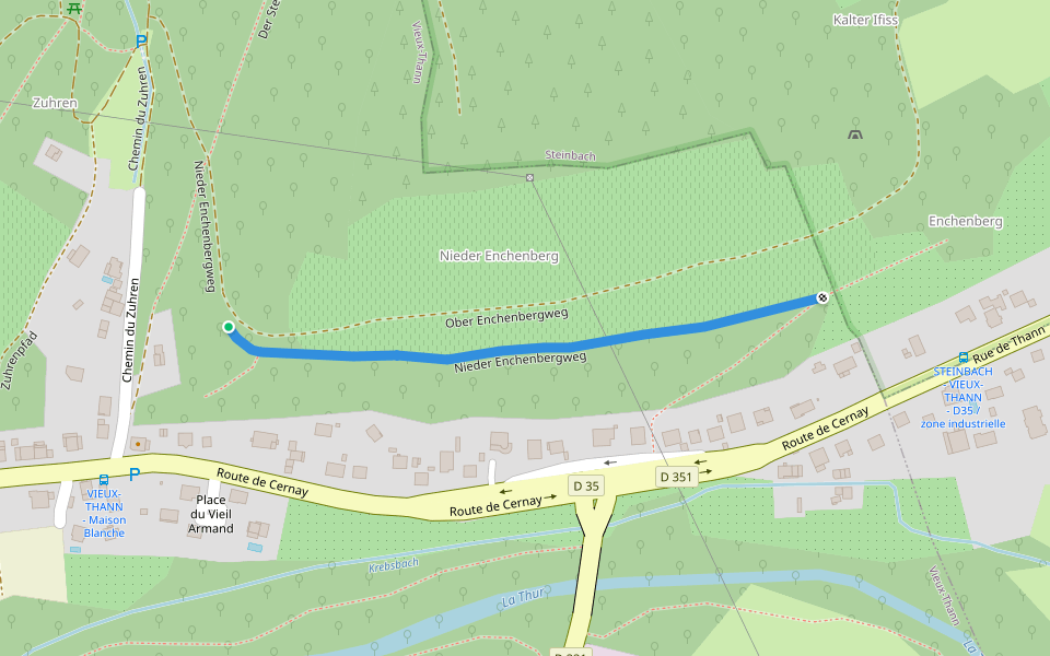 Nieder Enchenbergweg walking route map in Vieux-Thann