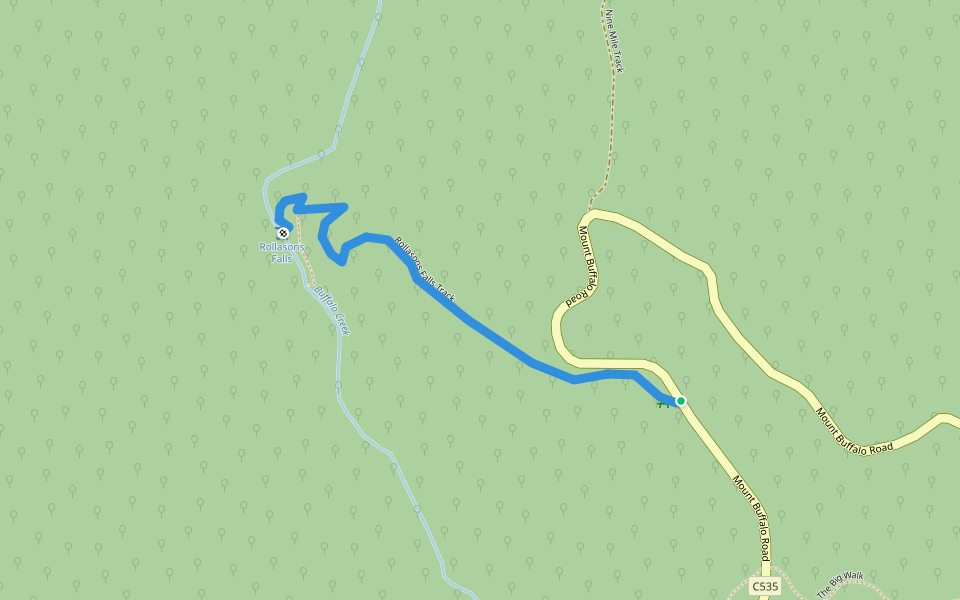 Rollasons Falls Track walking route map in Mount Buffalo