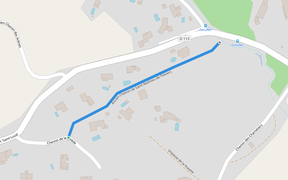 Ancien Chemin de Saint-Mathieu-de-Tréviers walking route map in Saint-Jean-de-Cuculles