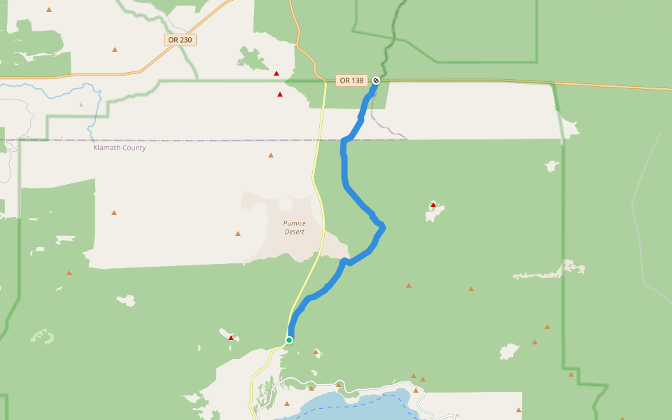 Pacific Crest Trail walking route map in CRATER LAKE