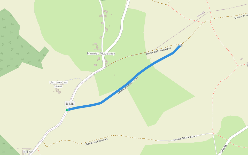 Chasse des Sablonettes walking route map in Le Vast