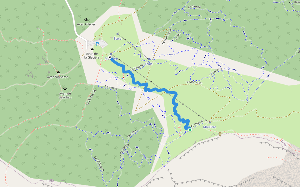 La Grosse Tête walking route map in Caille