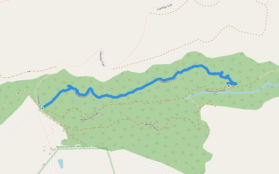 Stinkhout Circle walking route map in Barrydale