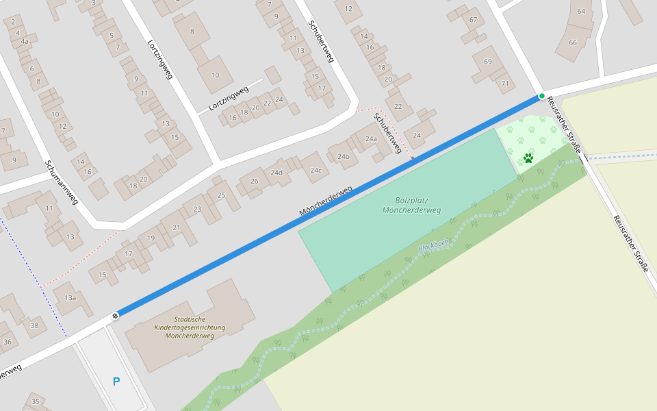Möncherderweg walking route map in Langenfeld (Rheinland)