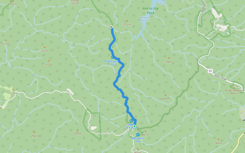 Ridge Road Track walking route map in Anawhata