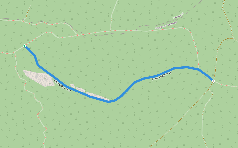 Püttnerfels Trail walking route map in Tröstauer Forst-Ost
