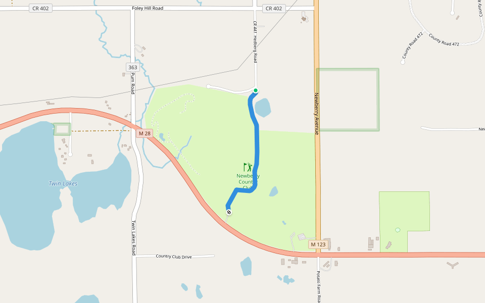 Hedberg Road walking route map in Newberry