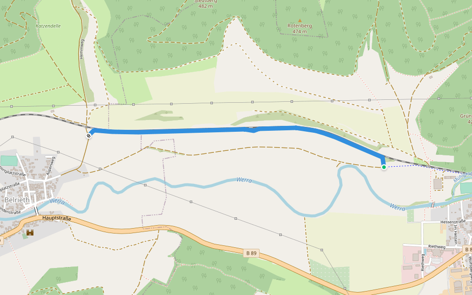 Werratal-Radweg walking route map in Vachdorf