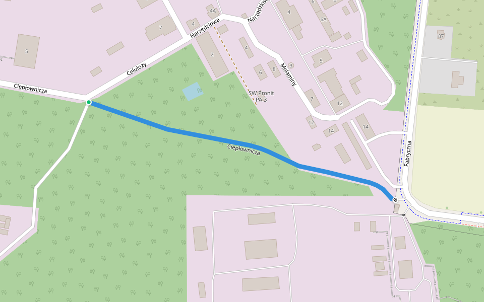Ciepłownicza walking route map in Pionki