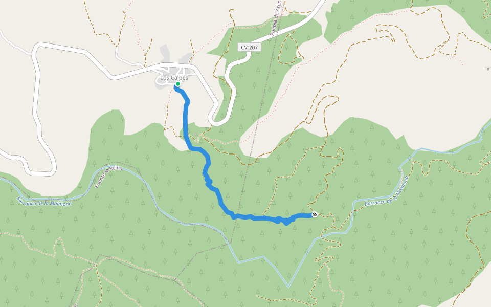 Senda Calpes - Peña Gilbert walking route map in Los Calpes