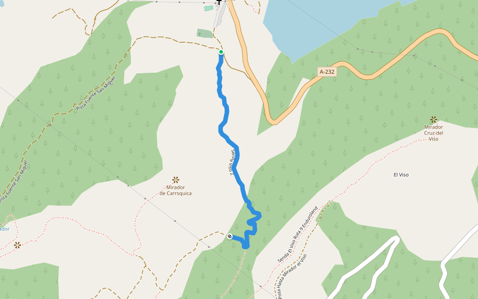 Senda Viso 2 walking route map in Puebla de Arenoso