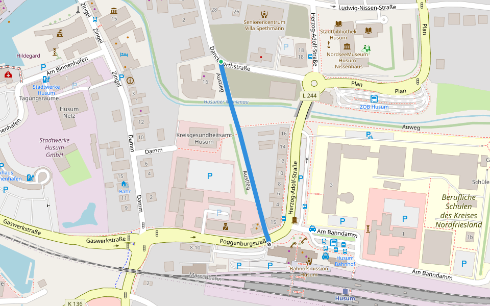 Austieg walking route map in Husum
