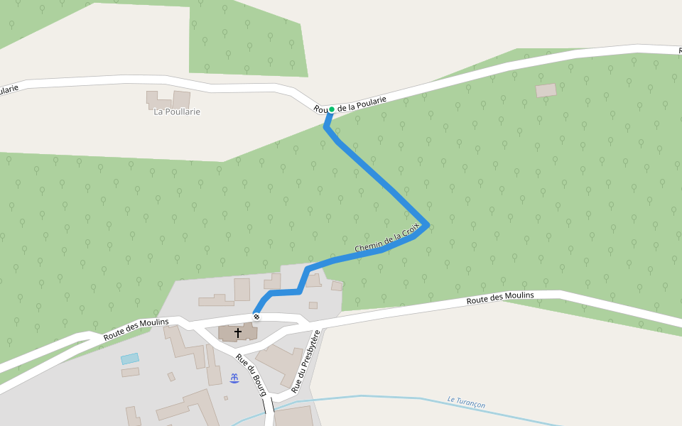 Chemin de la Croix walking route map in Valojoulx