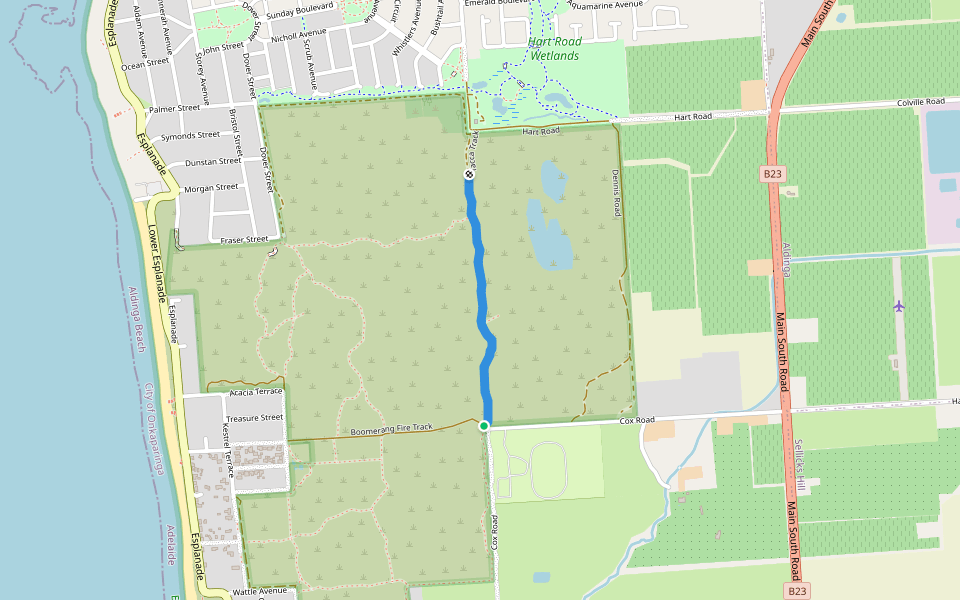 Yacca Track walking route map in Aldinga Beach