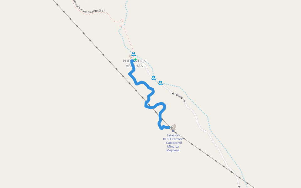 Sendero a Estacion 3 walking route map in El Parrón