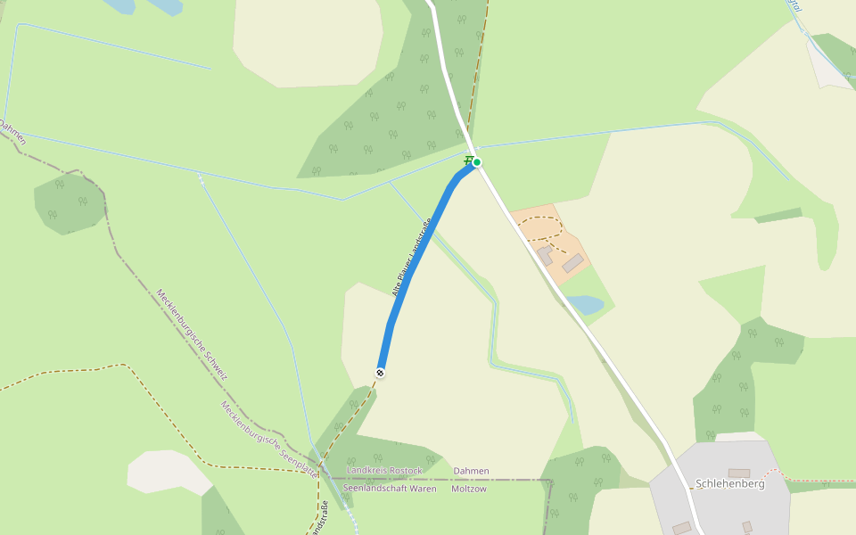 Alte Plauer Landstraße walking route map in Dahmen