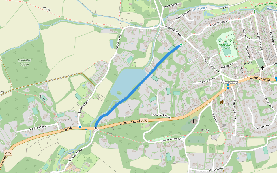 FP 121 walking route map in Westcott