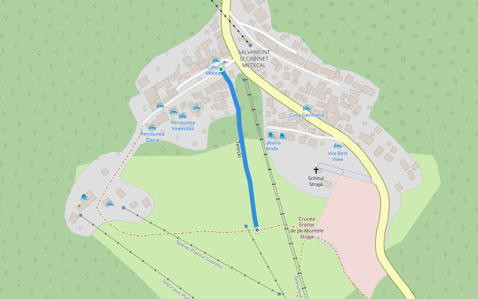 Teleski walking route map in Lupeni