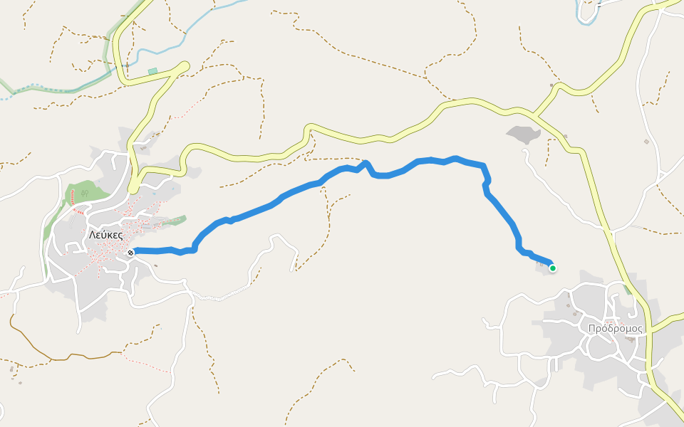 Byzantine road walking route map in Prodromos