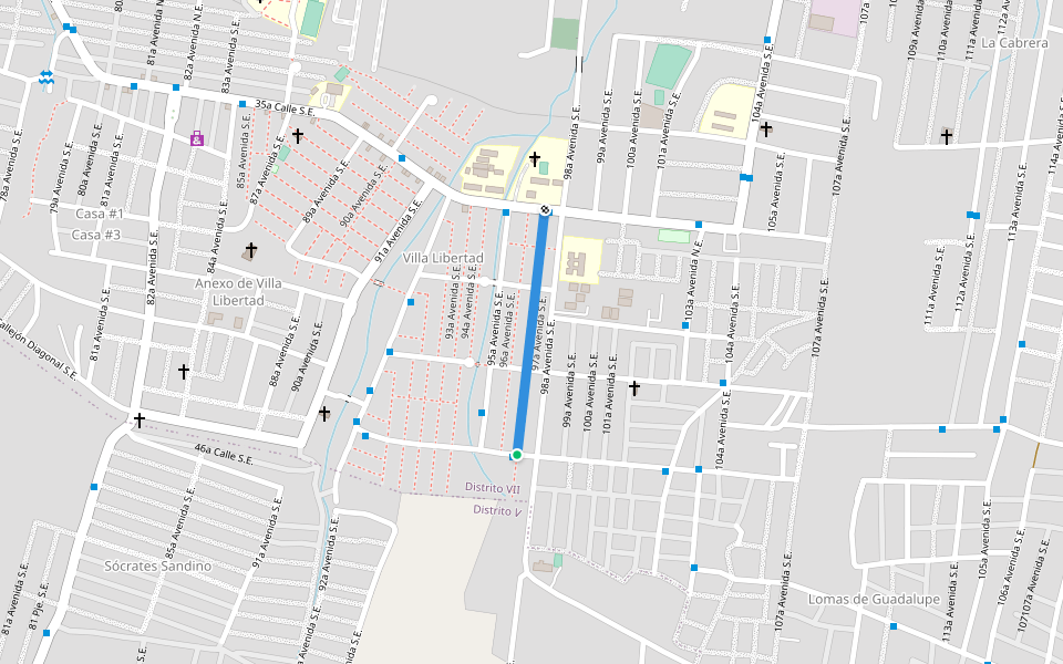 97a Avenida S.E. walking route map in Managua