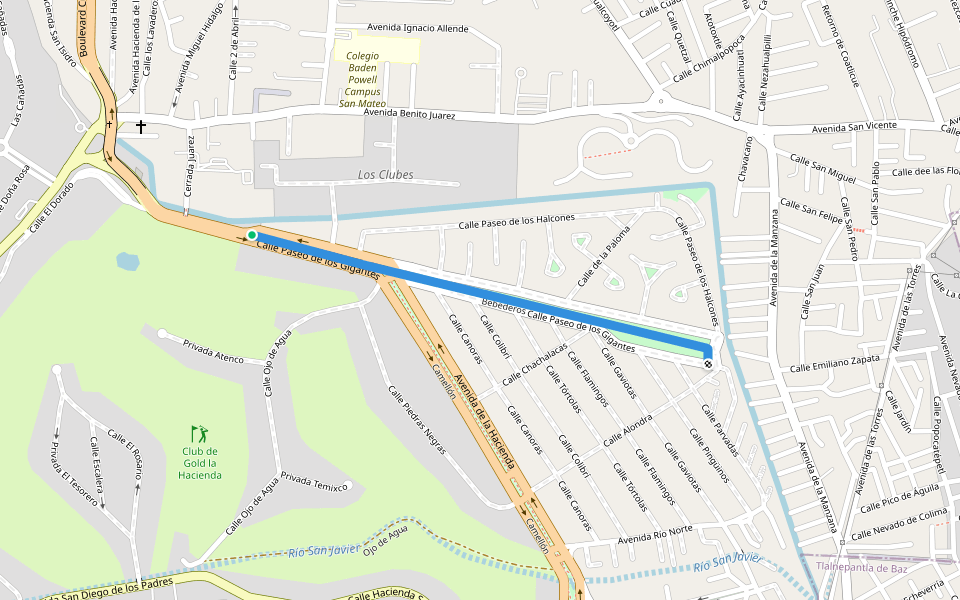 Bebederos walking route map in Ciudad López Mateos