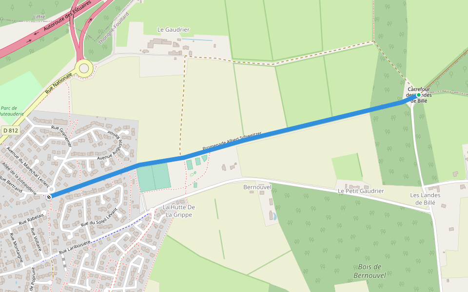 Promenade Albert Schweitzer walking route map in Thorigné-Fouillard