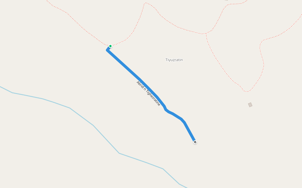 Abrid n Tighezratine walking route map in Souk-Oufella