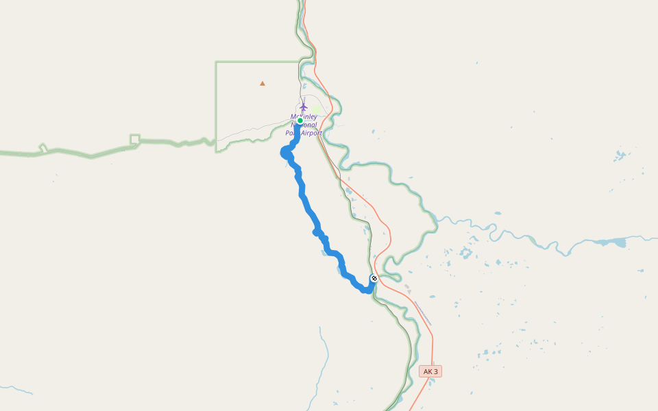 Triple Lakes Trail walking route map in Denali National Park and Preserve