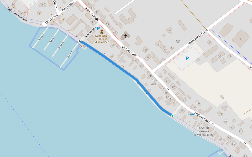 Promenada walking route map in Mikołajki