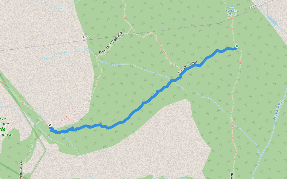 Piste du Cadiol walking route map in Colombières-sur-Orb
