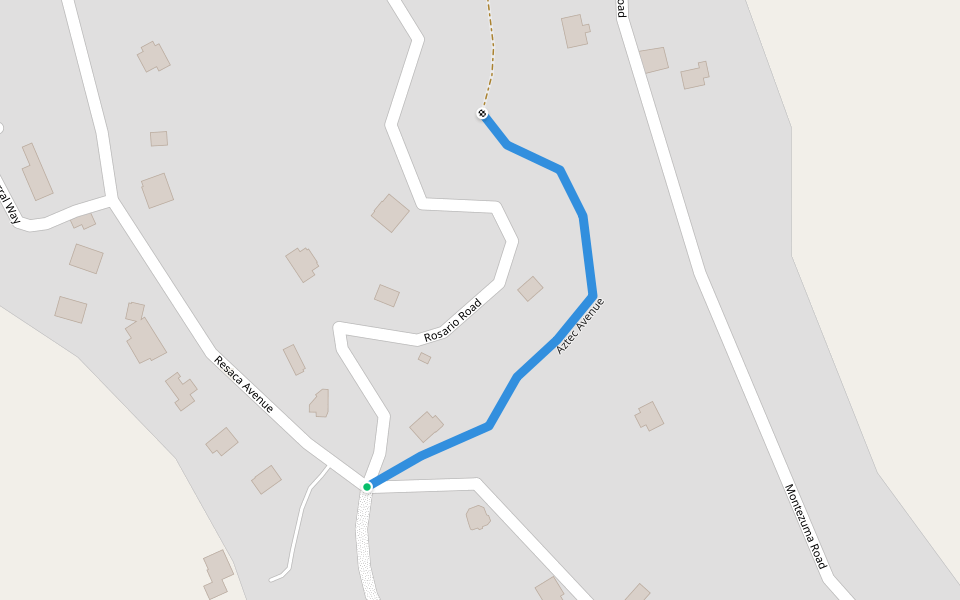 Aztec Avenue walking route map in Lagunitas-Forest Knolls