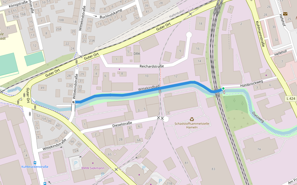 Wittekindbad walking route map in Hameln