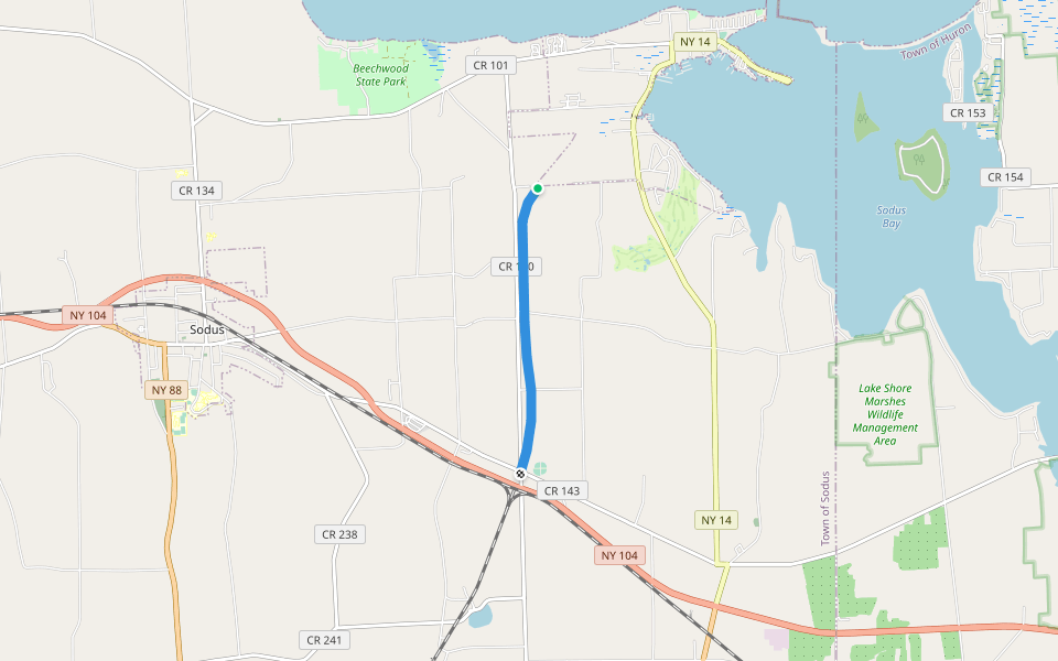Sodus Point to Wallington Trail walking route map in Sodus