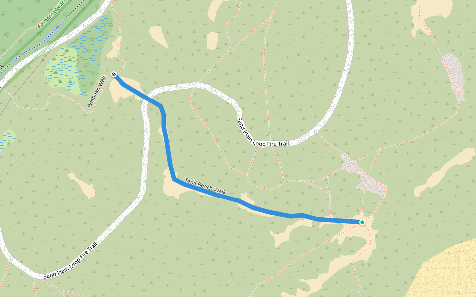 Tenil Beach Walk walking route map in Belmont