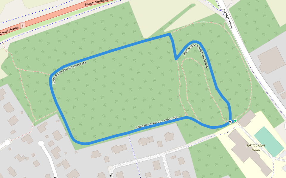 Jokilaakson koulun pururata walking route map in Kokkola