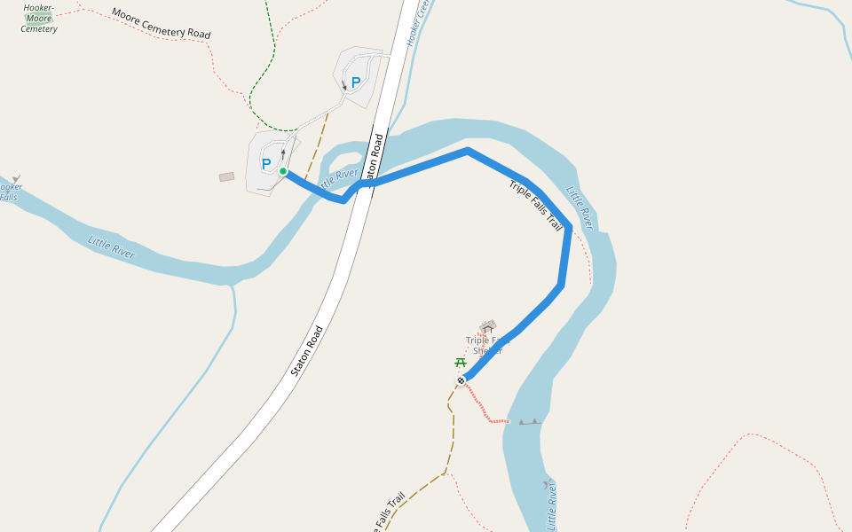 Triple Falls Trail walking route map in Cedar Mountain