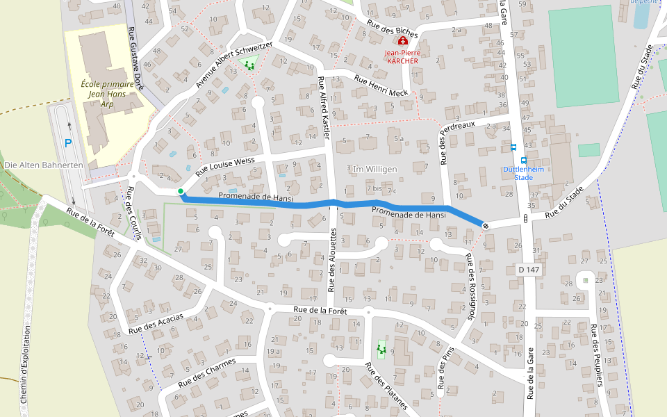 Promenade de Hansi walking route map in Duttlenheim