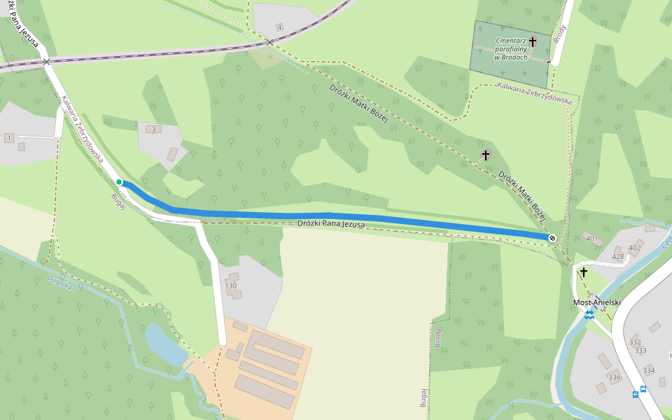 Drózki Pana Jezusa walking route map in Bugaj