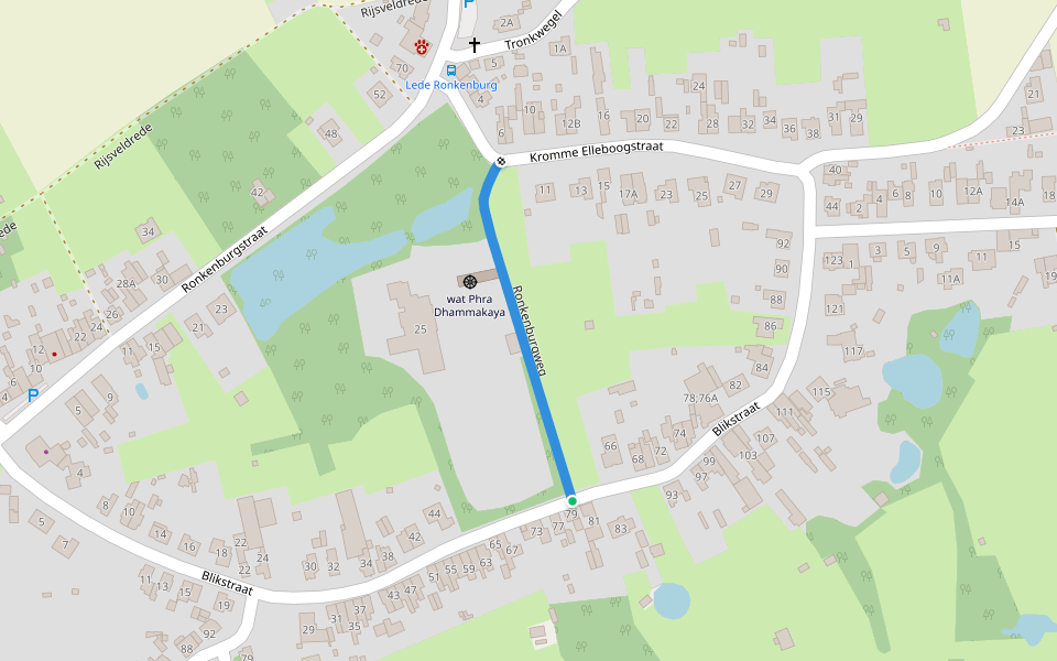 Ronkenburgweg walking route map in Lede