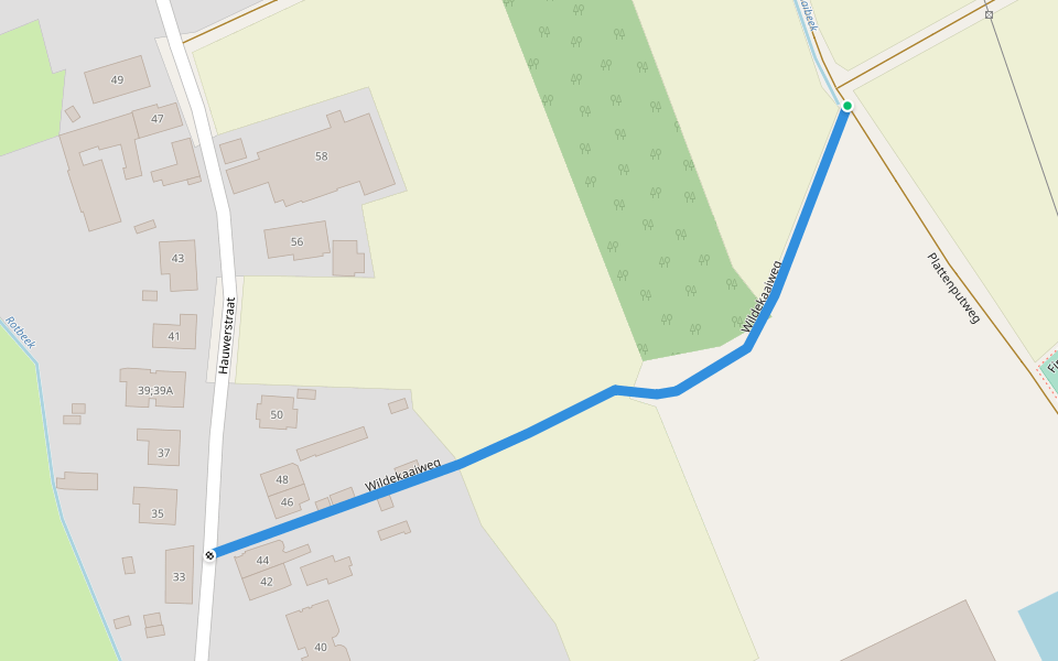 Wildekaaiweg walking route map in Buggenhout