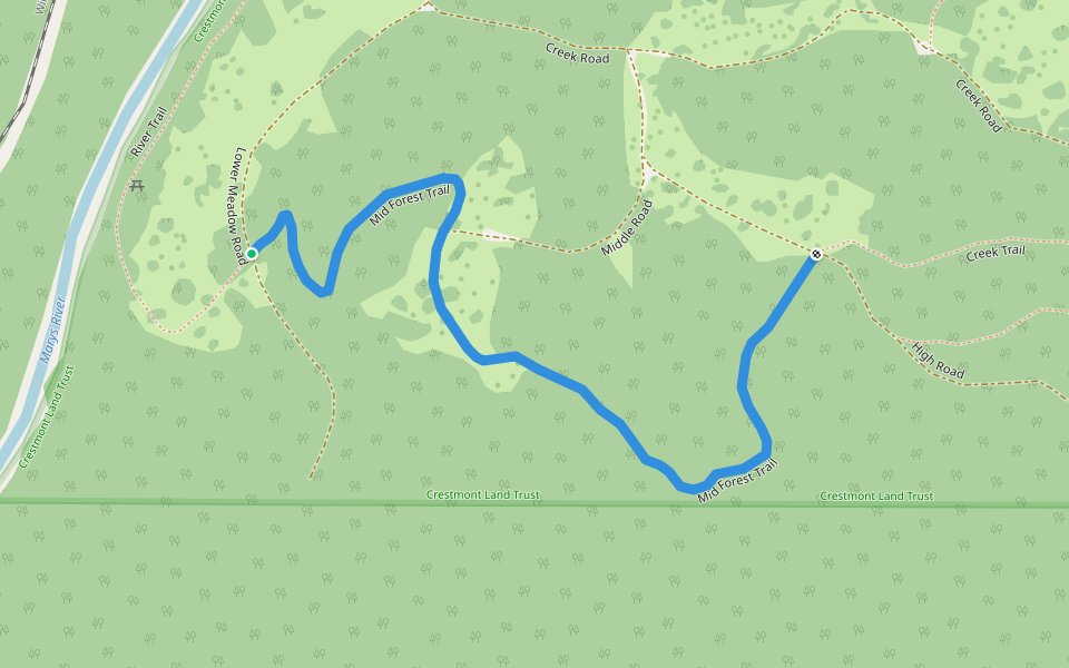Mid Forest Trail walking route map in Philomath